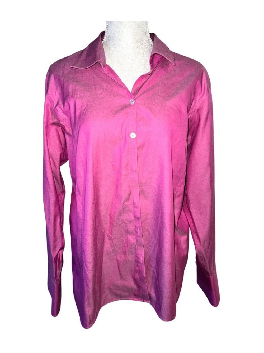 Liz Claiborne Pink Non-Iron Cotton Womens Button-Up Shirt Size 16